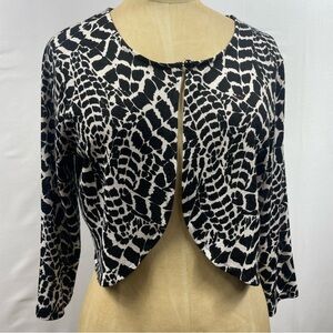 Y2K Connected  Zebra Bolero 6P Black White Animal McBling Cardi Abstract Animal
